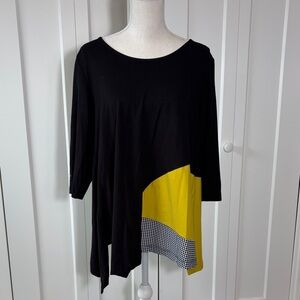 Tekbika by Alembika 5 Black and Yellow Women's Top XL